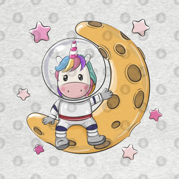 Cute Unicorn Astronaut sitting on the moon by Reginast777